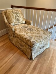 Beautiful Beige And Gold Toned Damask Fairfield Chaise Lounge
