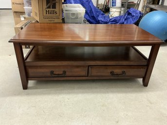 Tuscan Brown Coffee Table Featuring Two Lower Drawers With Pull Handles