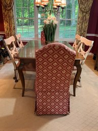 Beautiful Wood Dining Table With Two Hitchcock Upholstered Chairs And Four Wood Side Chairs