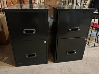 Pair Of Black File Cabinets
