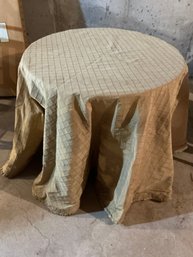 Custom Upholstery Covered Wood Round Table