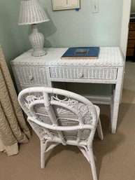 White Wicker Desk And Chair
