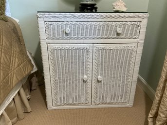 White Wicker Nightstand