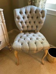 Recently Reupholstered Blue Tufted Chair