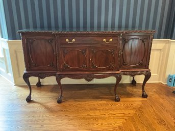 Stunning Chippendale Style Mahogany Antique Server With Glass Top