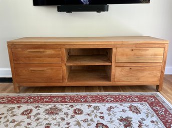 Beautiful Media Console In Warm Teak Wood Finish