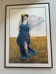 Fabulous Rosamond Stamped And Numbered 61/195 'blue On Beige' Serigraph