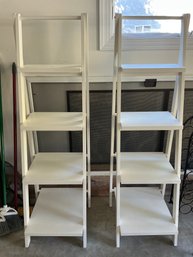 Pair Of White Ladder Shelves