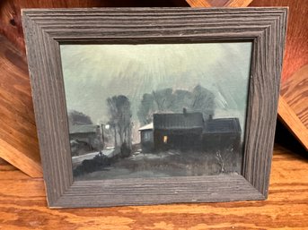 Vintage Painting Of House At Dusk