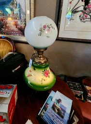 Hand-painted Porcelain Gone With The Wind Oil Lamp With Floral Decoration