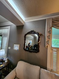Carved Wood Mirror With Ornate Rococo Revival-style Frame In Dark Finish