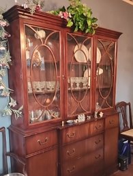 Mahogany China Cabinet With Bubble Glass Doors In Duncan Phyfe Style