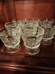 Pressed Glass Footed Sherbet Dishes In 'Big Top Peanut Butter' Pattern By Hazel-Atlas