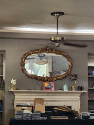 Ornate Gilt Composition Oval Wall Mirror In Rococo Revival Styleu