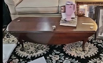 Wooden Oval Coffee Table With Drop Leaf