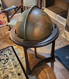 Vintage Floor-standing World Globe On Wooden Stand