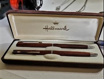 Vintage Hallmark Rosewood Pen And Pencil Set In Original Presentation Case