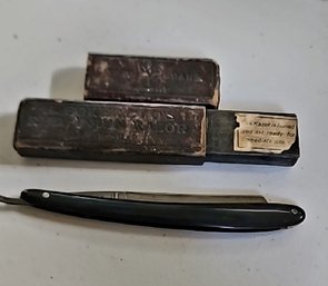 Antique Straight Razor With Original Wooden Storage Case By H. Boker & Co.