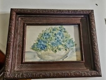 Watercolor Painting Titled 'Blue Hydrangeas' By D. Hall