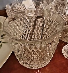 Pressed Glass Ice Bucket In 'Diamond Point' Pattern By Indiana Glass Company