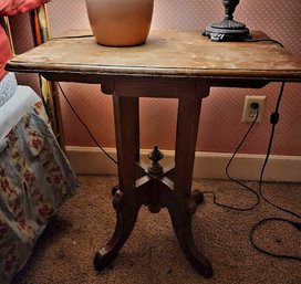 Victorian Eastlake Walnut Parlor Table With Wood Top