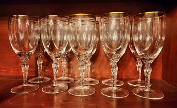 Crystal Iced Tea Glasses With Platinum Rim, Set Of 10, By Lenox