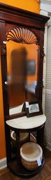 Edwardian Walnut Hall Stand With Mirror And Marble Shelf