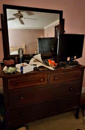 Wooden Dresser With Mirror, Early To Mid-20th Century American Furniture