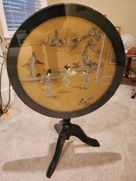 Black Lacquered Tilt-top Circular Table With Gilt Chinoiserie Decoration