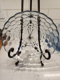 Light Blue Pressed Glass Bowl In 'Bubble' Pattern By Anchor Hocking