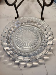 Light Blue Pressed Glass Shallow Bowl In 'Bubble' Pattern By Anchor Hocking