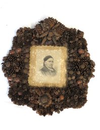 Frame Made From A Collage Of Pine Cones And Acorns