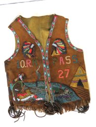 Native American Beaded Vest Initialed I.O.R.M.  - Improved Order Of Red Men-