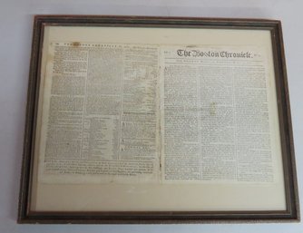 Framed Edition Of Boston Chronicle Vol. 1 No 13 Monday March 7- Monday March 14, 1768