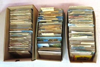 Three Shoe Boxes Of Vermont Post Cards, Separated In Towns