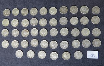 Lot Of 36 Mercury Dimes, Thirty-five 1945s. One 1944