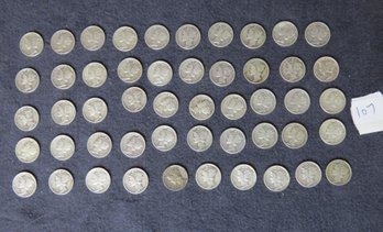 Lot Of 50 Mercury Dimes, Dates Vary From 1940-1944
