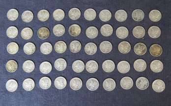 Lot Of 50 Mercury Dimes, Dates Vary From 1941- 1943