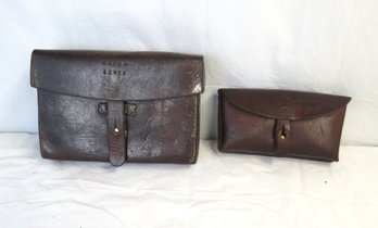 Two Swiss Army Leather Courier Pouches