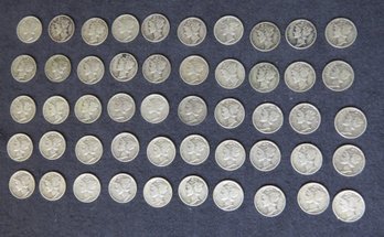 Lot Of 50 Mercury Dimes, Dates Consist Of 1941s And 1943s