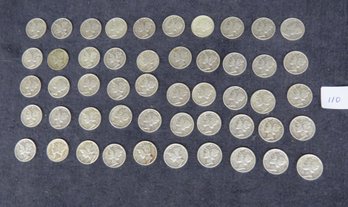 Lot Of 50 Mercury Dimes, 1943 And 1944