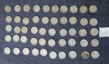 Lot Of 50 Silver Roosevelt Dimes, Thirty-eight 1936, Twelve 1947-49