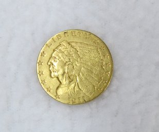 2  Dollar Indian Head Gold Coin Dated 1911