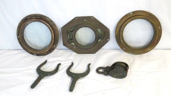Nautical Lot - Three Small Brass Portholes