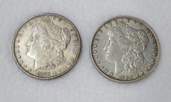 Two Morgan Silver Dollars, 1883 And 1889-O