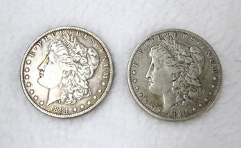 Two Morgan Silver Dollars, 1884-O And 1884