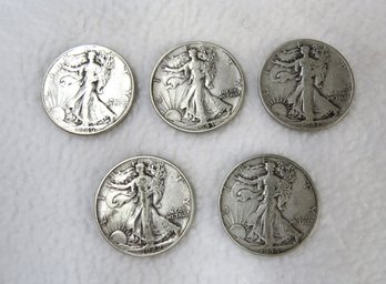 Lot Of 5 Standing Liberty Half Dollars, 1943, 1941-S, 1942, 1944, 1946