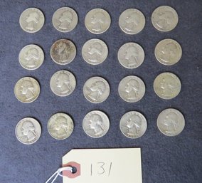 Lot Of 20 Washington Silver Quarters