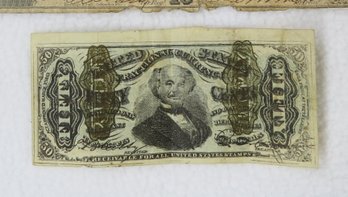 U.S. 50 Cent Fractional Currency Note From Civil War Or Reconstruction Era