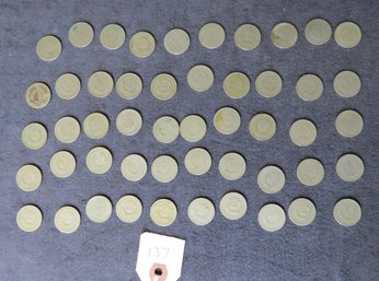 Lot Of 50 Liberty Head Nickels, Mixed Dates